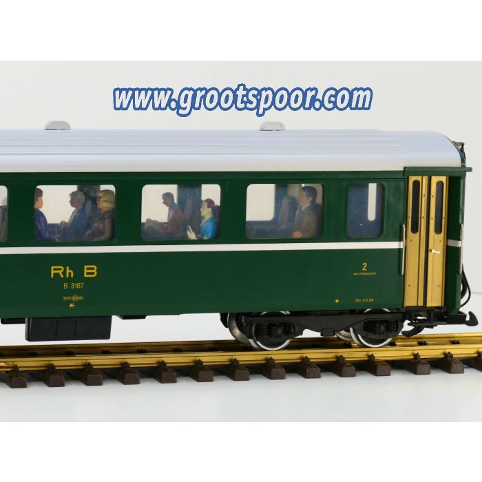 LGB 3167 B Rhb personenwagen B 3167, Metallrader, Stromabnahme, Innenbeleuchtung, 11 Figuren - sku: 20221006010056 - Used - Good condition - Photo 6