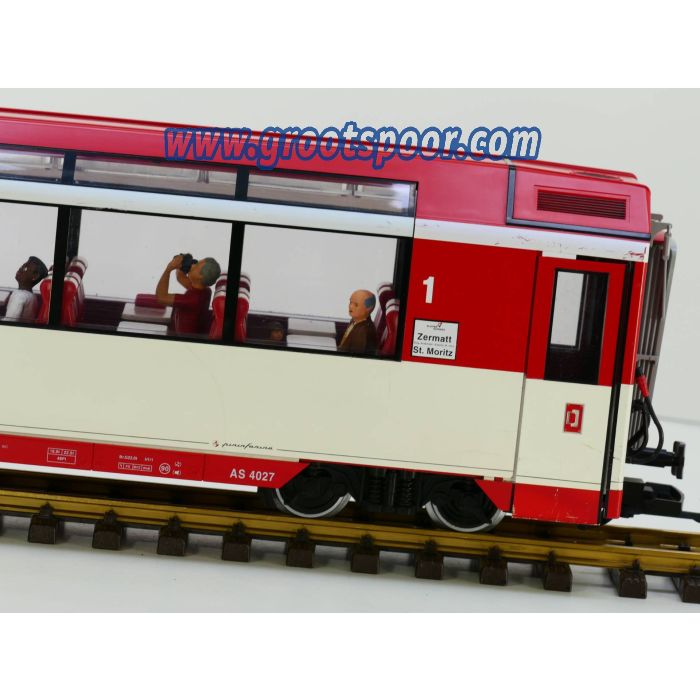 LGB 30660 AS4027 Furka - Oberalp RhB, Metallrader, Stromabnahme, Innenbeleuchtung, 6 Figuren