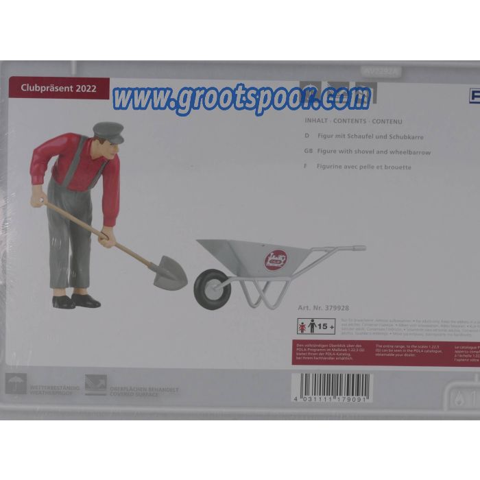 LGB / POLA Clubpräsent 2022 Figur mit Schaufel und Schubkarre