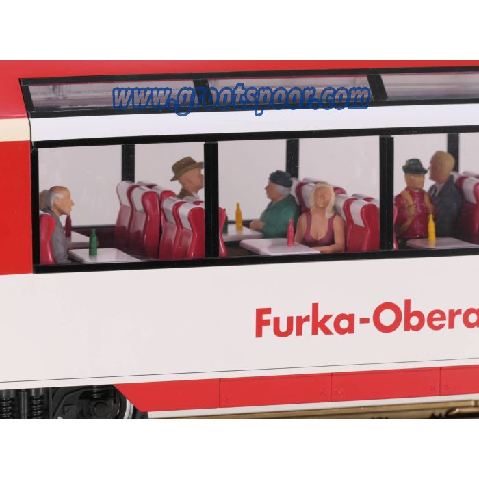LGB 30660 AS4027 Furka - Oberalp RhB, Metallrader, Stromabnahme, Innenbeleuchtung, 15 Figuren