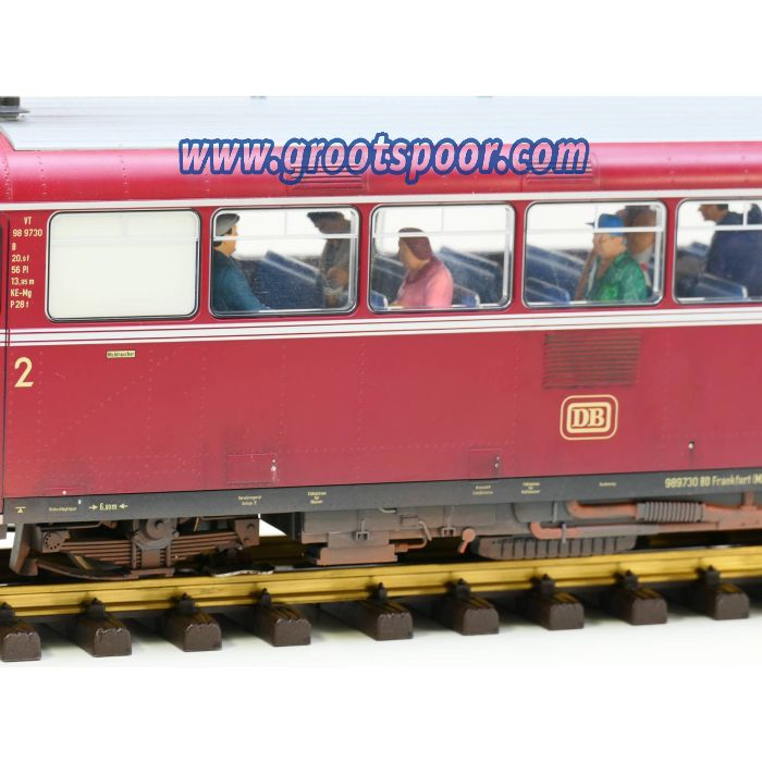 PIKO 37300 G-Schienenbus VT 98/VS 98 DB Digitaal, Sound, Speicher, 21x Preiser Figuren, gesupert und gealtert