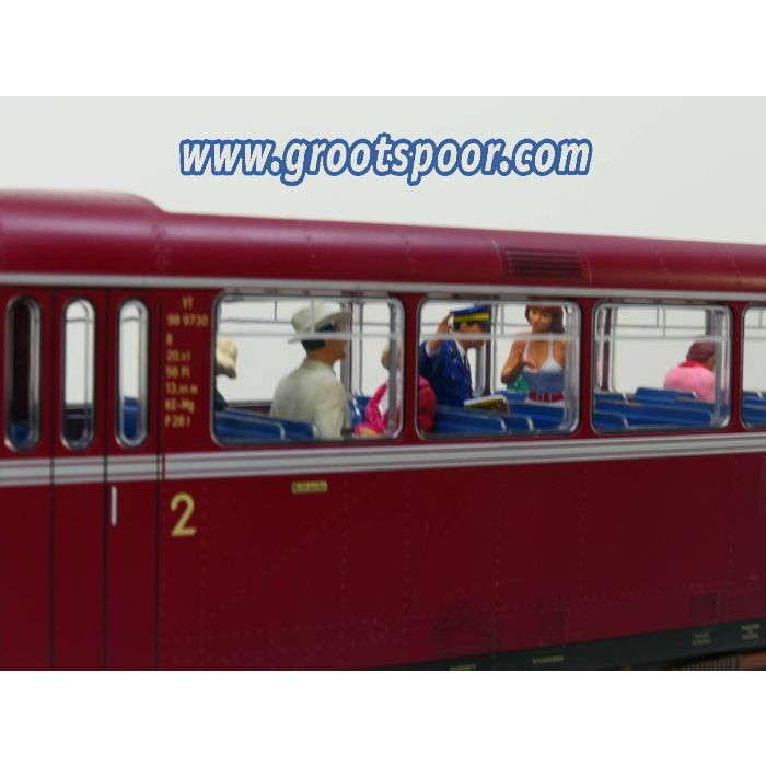 PIKO 37300 G-Schienenbus VT 98/VS 98 DB Digitaal, Sound, Speicher, 21x Preiser Figuren, gesupert und gealtert