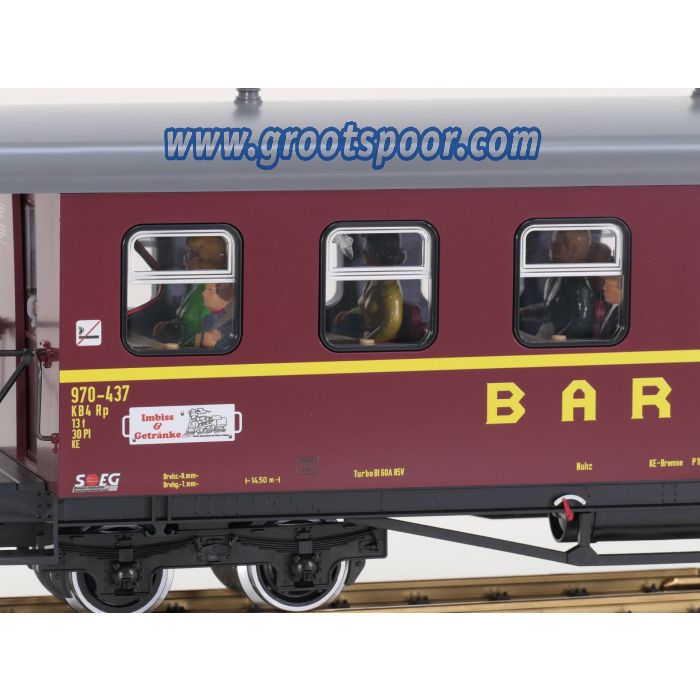 LGB 36360 SOEG Barwagen 970 - 437, Metallrader (2x norm. + 2x Kugellager), Stromabnahme, Innenbeleuchtung, 10 Figuren - sku: 20231012032244 - Gebraucht - Wie Neu - Bild 2