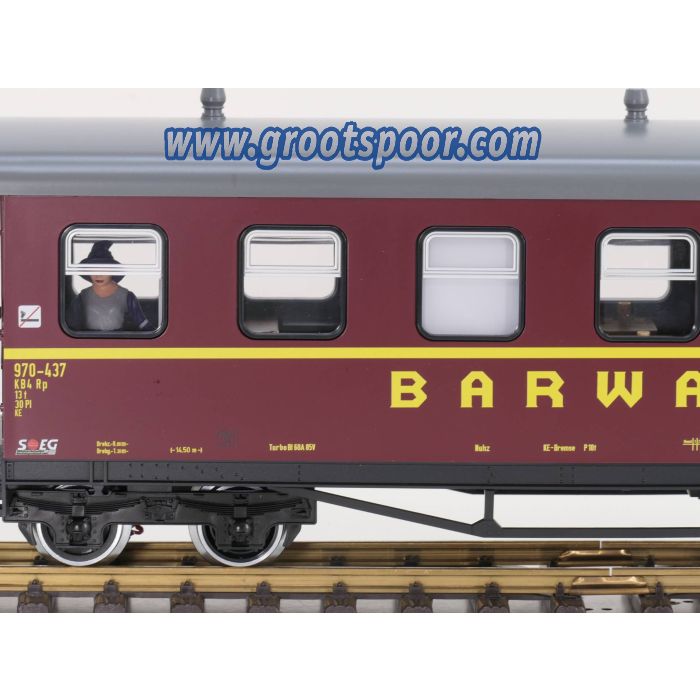 LGB 36360 SOEG Barwagen 970 - 437, Metallrader (2x norm. + 2x Kugellager), Stromabnahme, Innenbeleuchtung, 10 Figuren - sku: 20231012032244 - Gebraucht - Wie Neu - Bild 4
