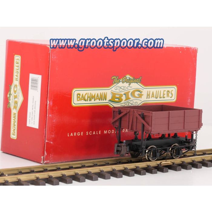 Bachmann 92502 1:20.3 Scale Side-Dump Car - Brown, metallrader, Klauwkoppeling