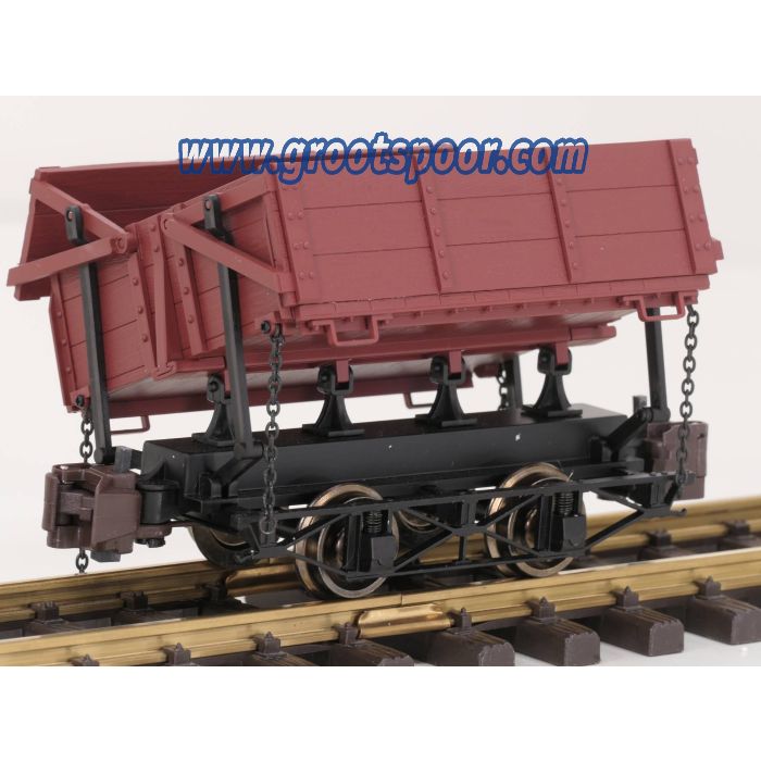 Bachmann 92502 1:20.3 Scale Side-Dump Car - Brown, metallrader, Klauwkoppeling