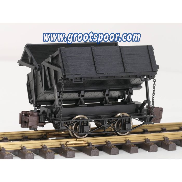 Bachmann 92503 1:20.3 Scale Side-Dump Car - Black, metallrader, Klauwkoppeling