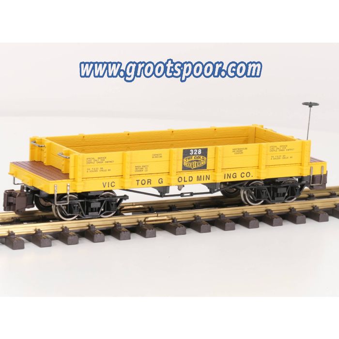 Bachmann 95747 1:20.3 Scale 20' Gondola Victor Gold Mining CO 328, metallrader, Klauwkoppeling