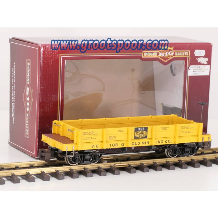 Bachmann 95747 1:20.3 Scale 20' Gondola Victor Gold Mining CO 328, metallrader, Klauwkoppeling