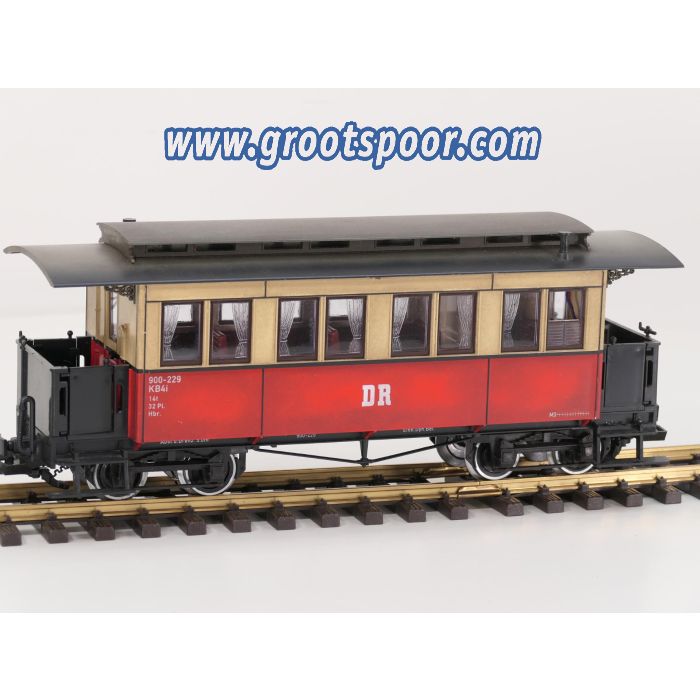 LGB 31610 DR personenwagen 900-229, Gealtert, Metallräder, Stromabnahme, Innenbeleuchtung