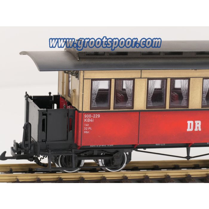 LGB 31610 DR personenwagen 900-229, Gealtert, Metallräder, Stromabnahme, Innenbeleuchtung