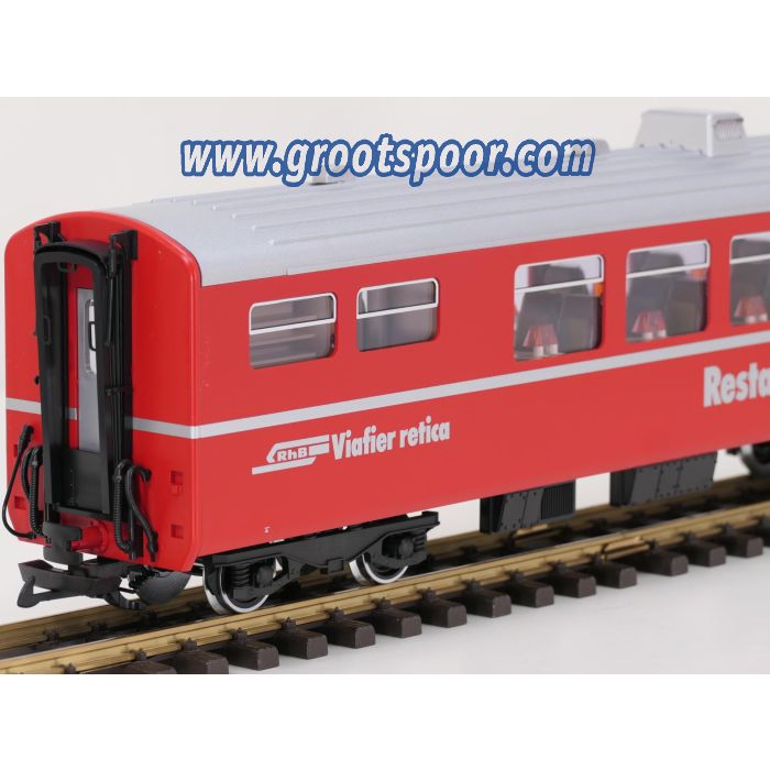 LGB 30680 RhB-Speisewagen WR 3815, Metallrader, Stromabnahme, Innenbeleuchtung
