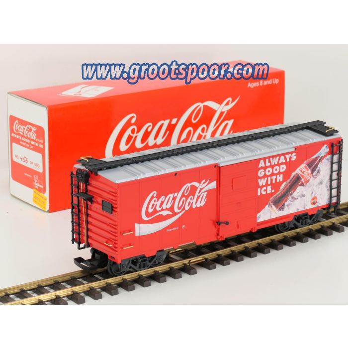 LGB 42911CM US-Sonderwagen Coca Cola Always Good With Ice, Cimarron Ltd Reefer Boxcar No 456 of 600, Vitinemodell