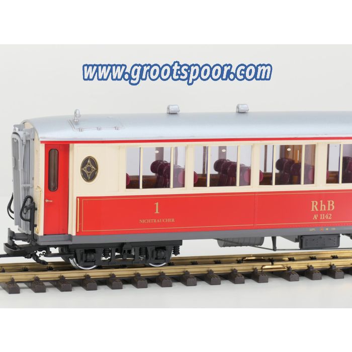 LGB 30650 RhB-Salonwagen As 1142 Met binnenverlichting, Metallrader