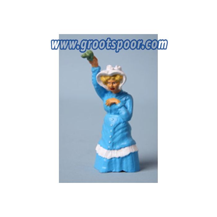 ZinnBlei Gartenbahnfiguren 20090201  Winkende Frau blau